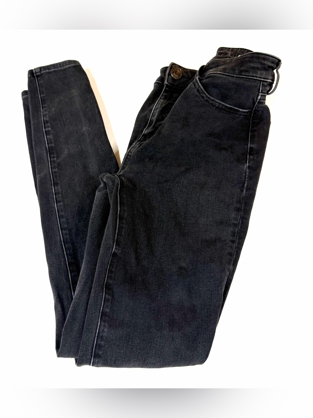 American Eagle Women’s Size 2 LONG Hi Rise Jegging Jeans Solid Black Dream #4299